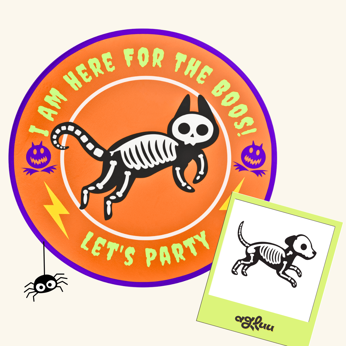 Custom Pet Rug - Skeleton Cat&Dog