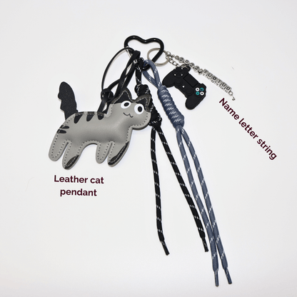 Agluu Custom Bag Charm Pendant - Leather Cat Style
