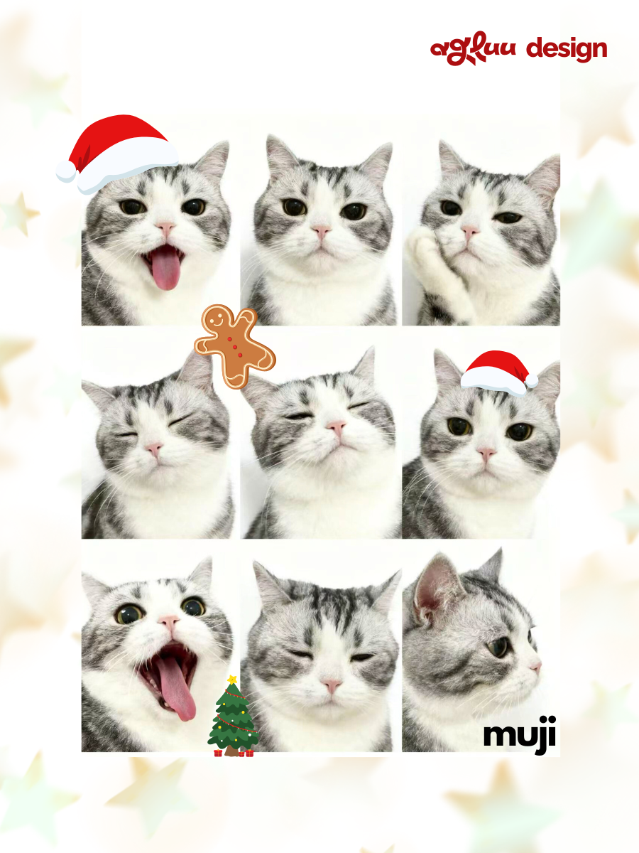 Customized Pet Painting - Christmas Emoticon Grid