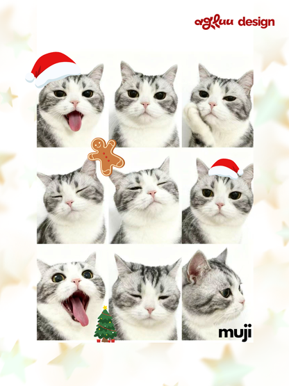 Customized Pet Painting - Christmas Emoticon Grid