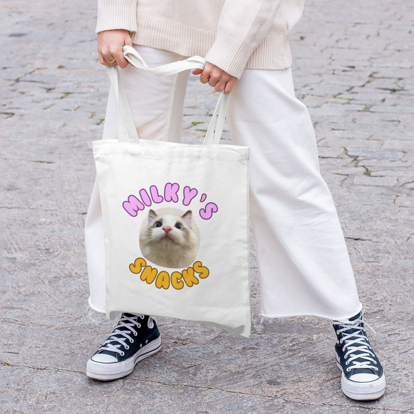 Customized Cute Puff Canvas Bag Tote Bag-Snacks