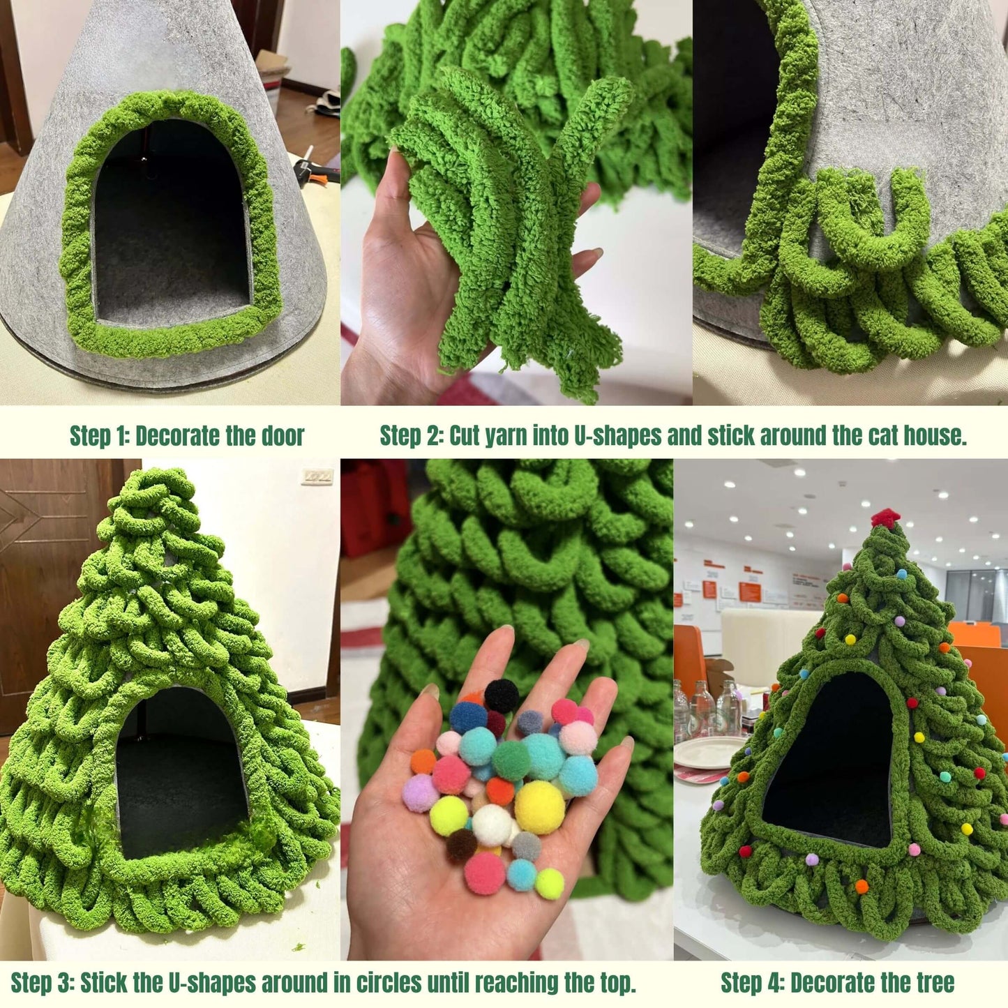 DIY Christmas Tree Cat House - Single Color