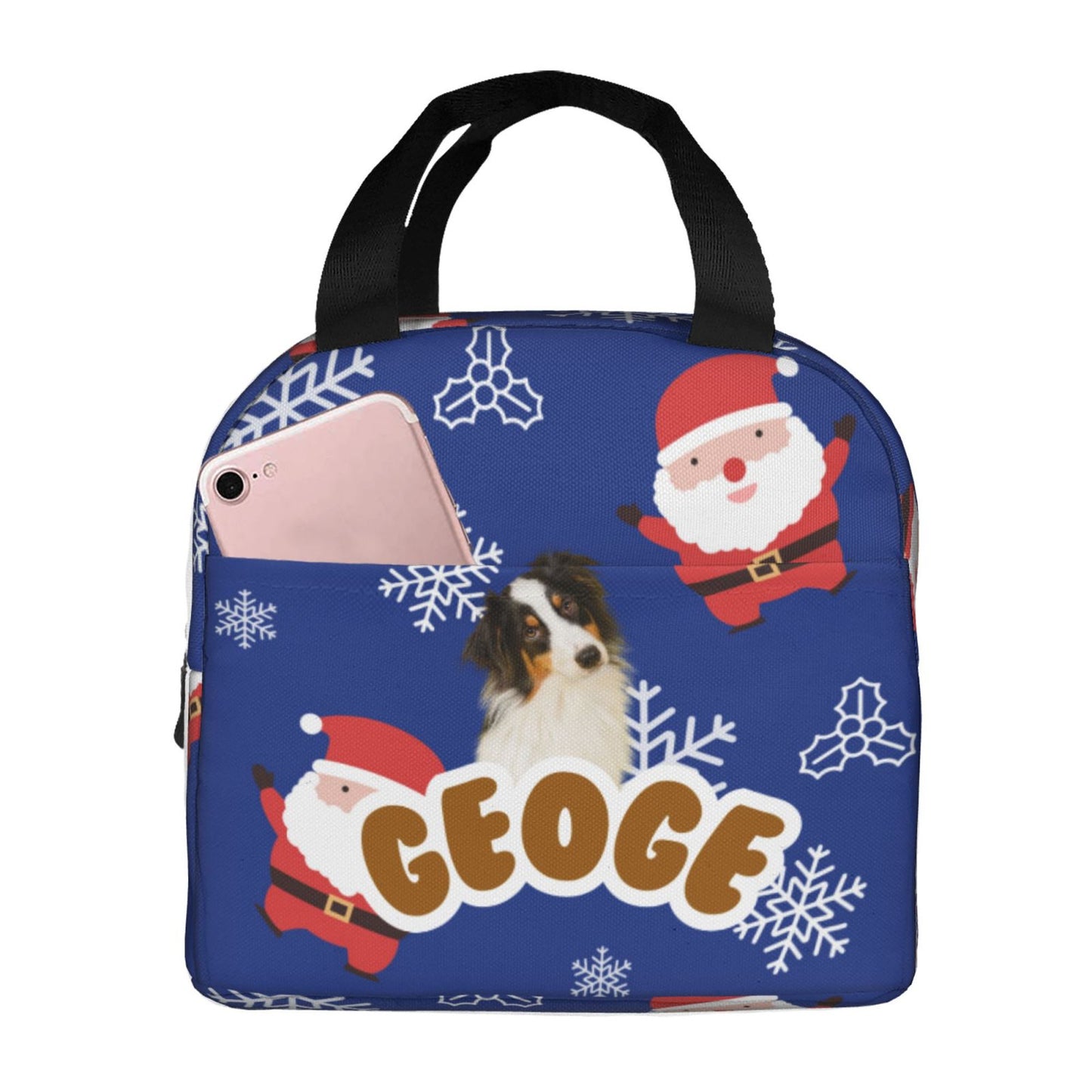 Customized Pet Photo Bento Bag Christmas Style