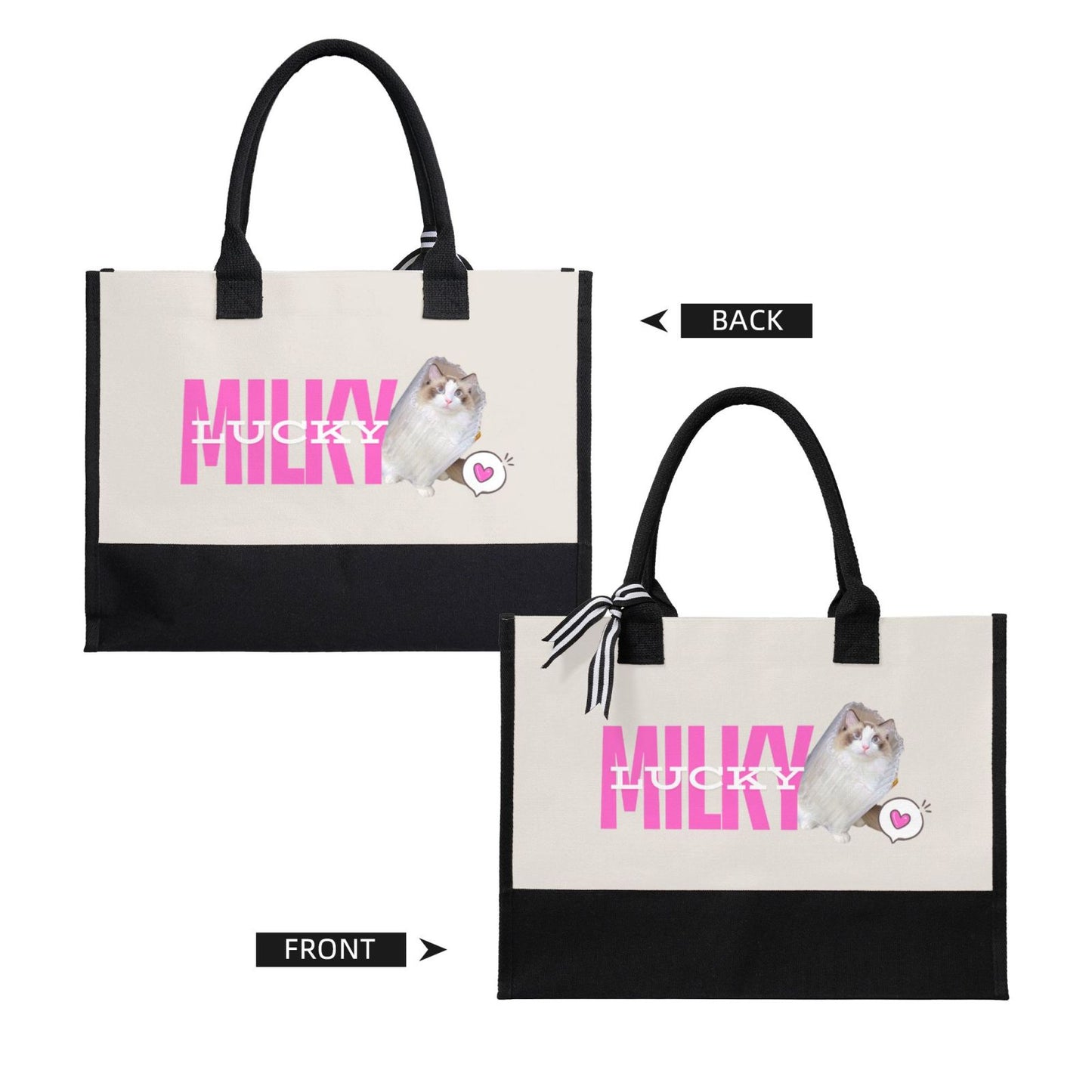 Customized Pet Photo Spliced Color Tote Bag