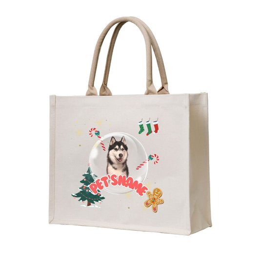 Customized Pet Photo Christmas Canvas Bag Tote Bag