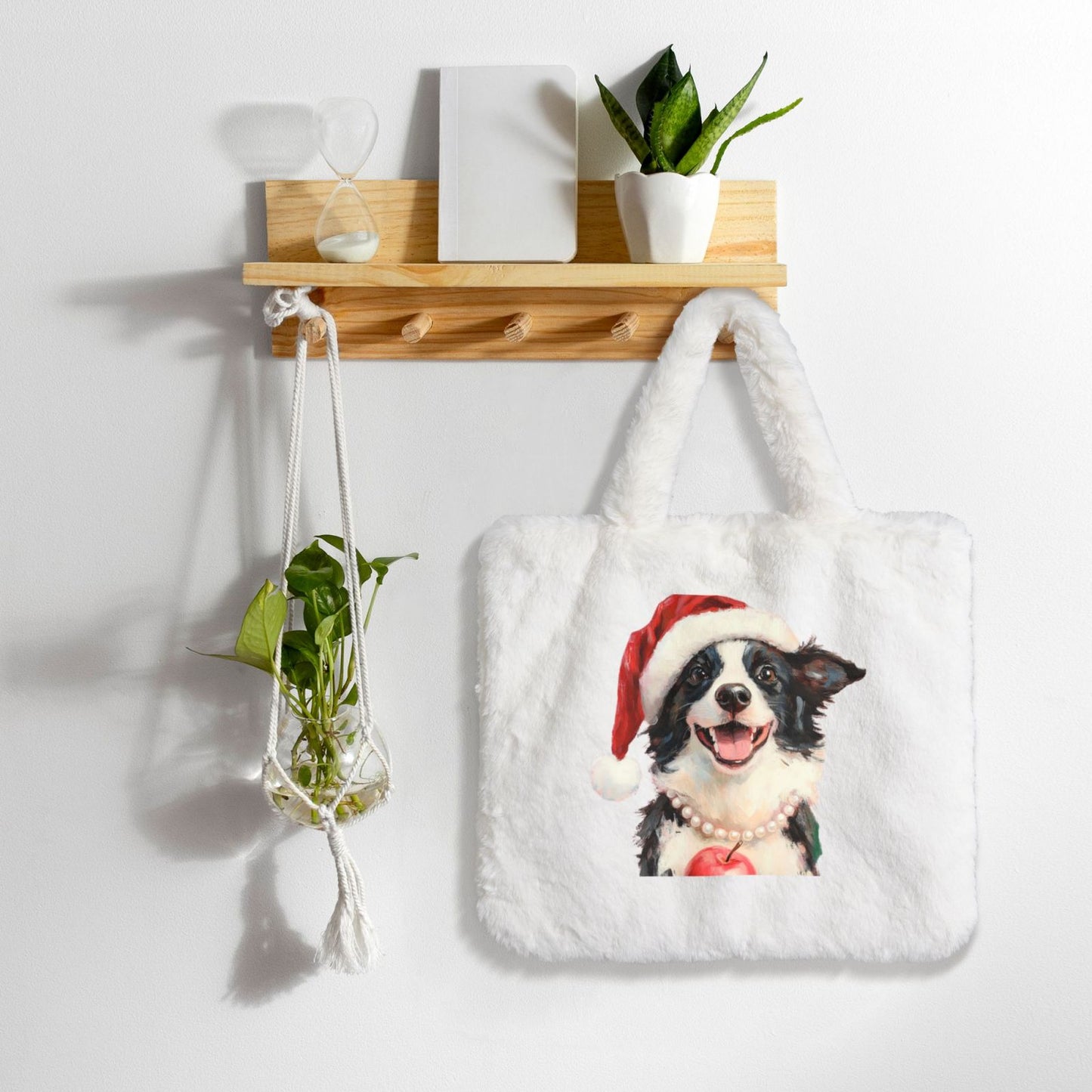 Customized Cute Plush handbag Tote Bag -Santa's Hat