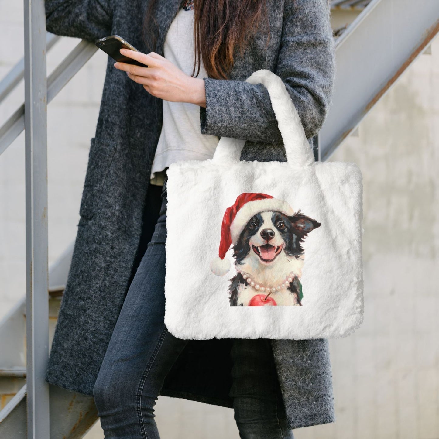 Customized Cute Plush handbag Tote Bag -Santa's Hat