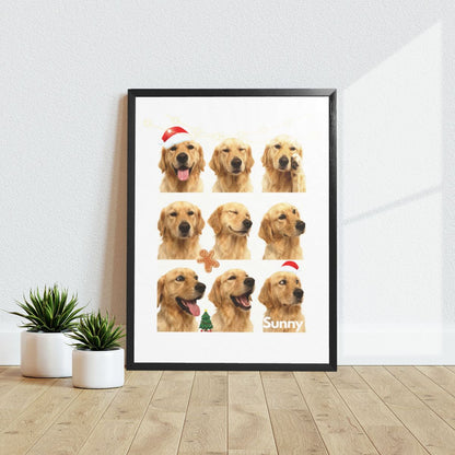 Customized Pet Painting - Christmas Emoticon Grid