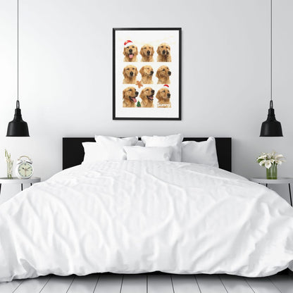 Customized Pet Painting - Christmas Emoticon Grid