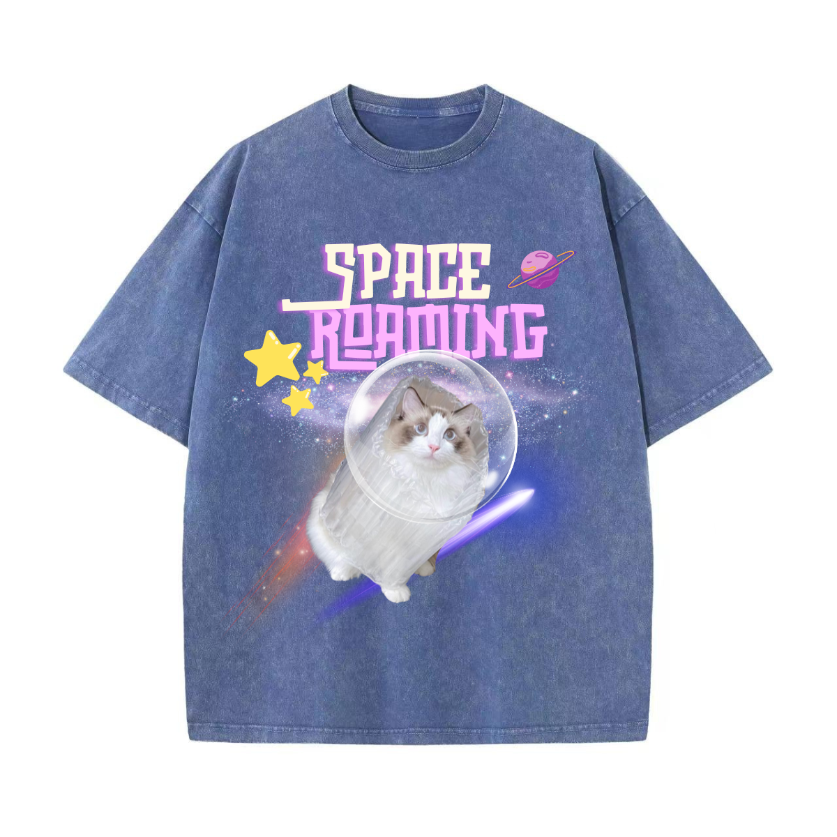 Space Roaming! Washed Style T-Shirt