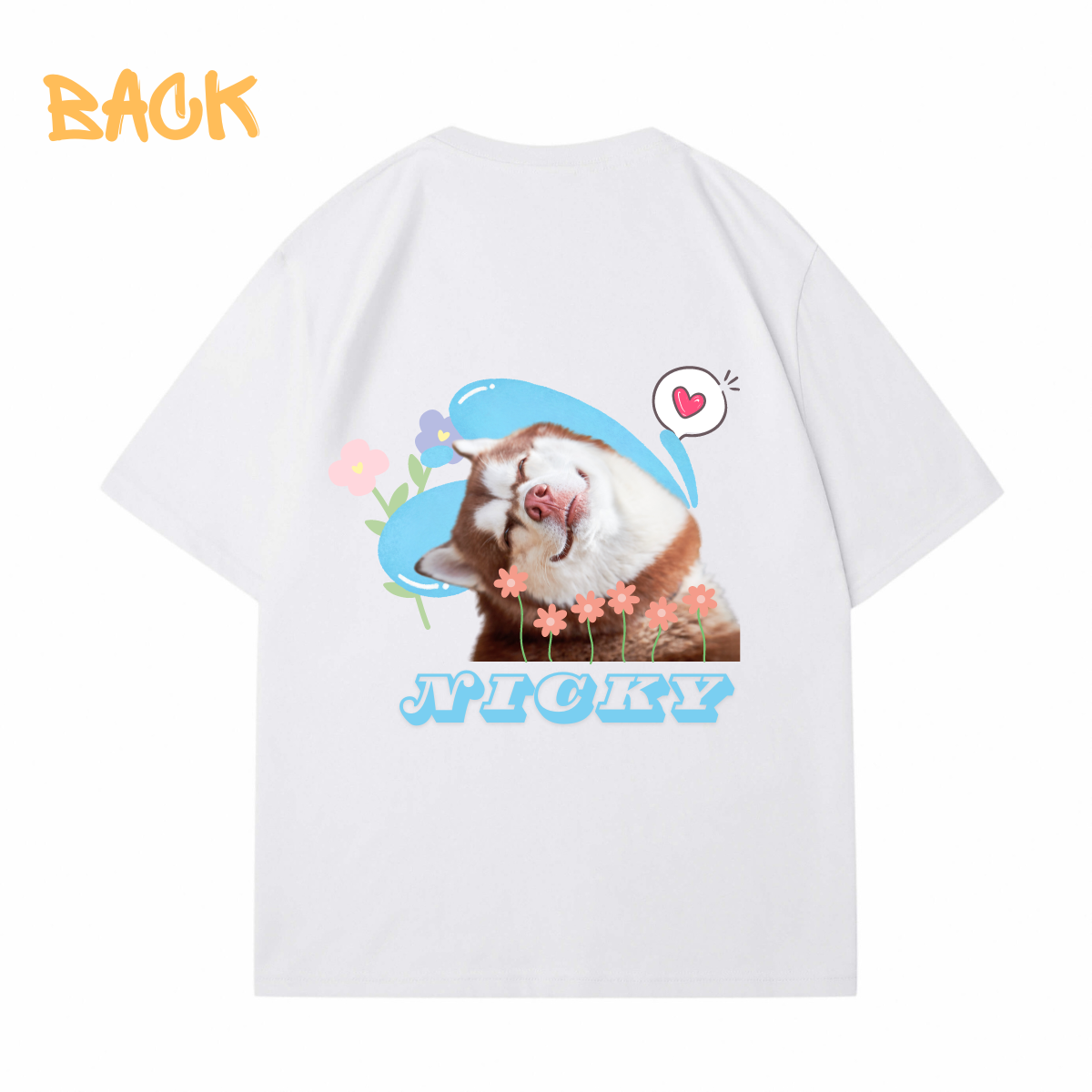 Wave Flowers Custom Back Printing Pet T-Shirt