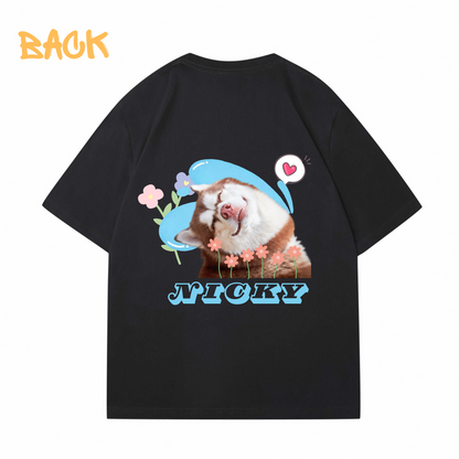 Wave Flowers Custom Back Printing Pet T-Shirt