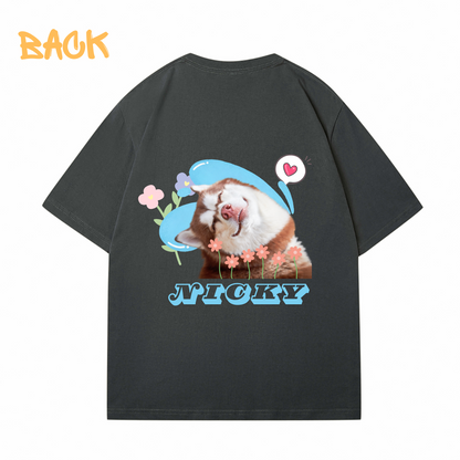 Wave Flowers Custom Back Printing Pet T-Shirt