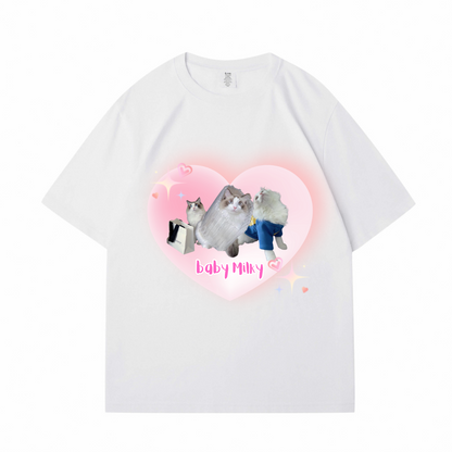 Pink Heart Digital Printing Custom Pet T-Shirt