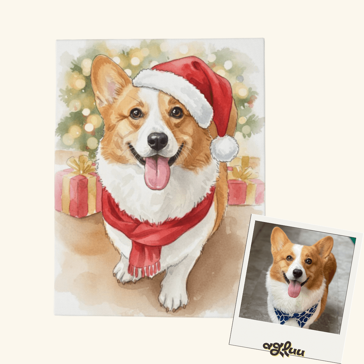 Personalized Pet Painting - Santa‘s Hat