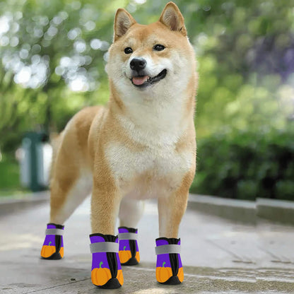 AGLUU Dog Outdoor Boots - Halloween Pumpkin